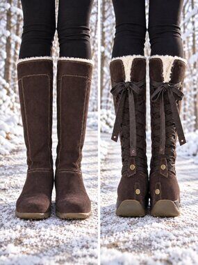 SPORTO Emily Tall Boots Womens 6.5 Brown Tan Suede Corset Lace Back Waterproof